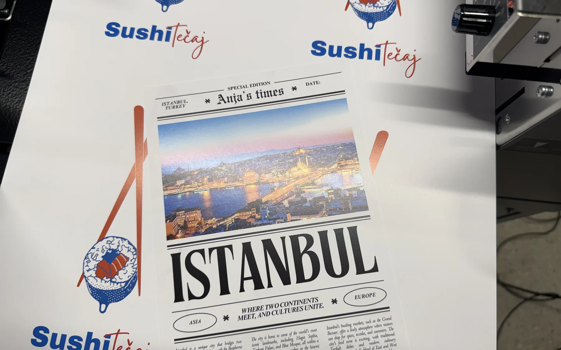 DTF tiskalnik v procesu tiska — Aero Print Ljubljana